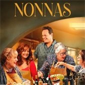 Nonnas Movie Poster with four nonnas at a table together laughing