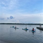 A celestial paddle group floating in Hoover Reservoir