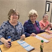 Senior citizens playing bingo