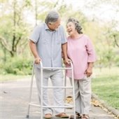 Senior citizens using a walker