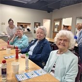Senior Residents playing Morning Bingo