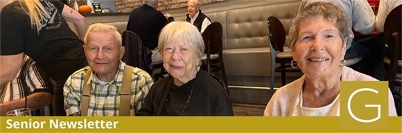 Three Gahanna senior residents smiling at Lunch Bunch
