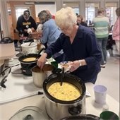 Senior Center residents at the Souper Bowl Super Bowl Party