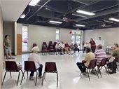 Gahanna senior residents playing beanbag baseball.