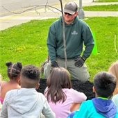 forestry team hosting a class for children