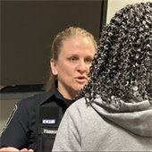 Community Liaison Officer Blair Thomas teaching a safety class