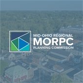Blue Gahanna cityscape with MORPC logo