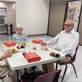Senior Center residents at a birthday bash