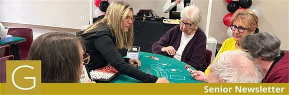 Senior center members playing games at Casino Night