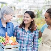 Senior at fruit market