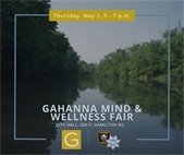 Photo of a park with the text Gahanna Mind and Wellness Fair