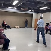 Gahanna senior center residents playing beanbag baseball