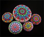 A group of painted rocks