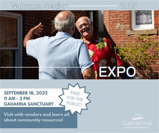 Blue graphic with photo of two senior citizens starting to hug and smiling