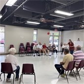 Gahanna Active Senior members playing Beanbag Baseball