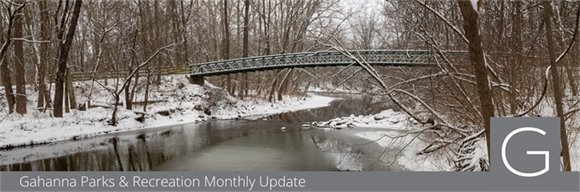 Snow in Gahanna banner for Parks and Rec February Newsletter