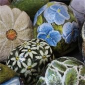 a collection of painted rocks