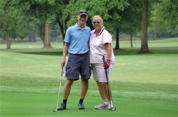 Gahanna seniors golfing at the Senior Golf League midsummer cookout