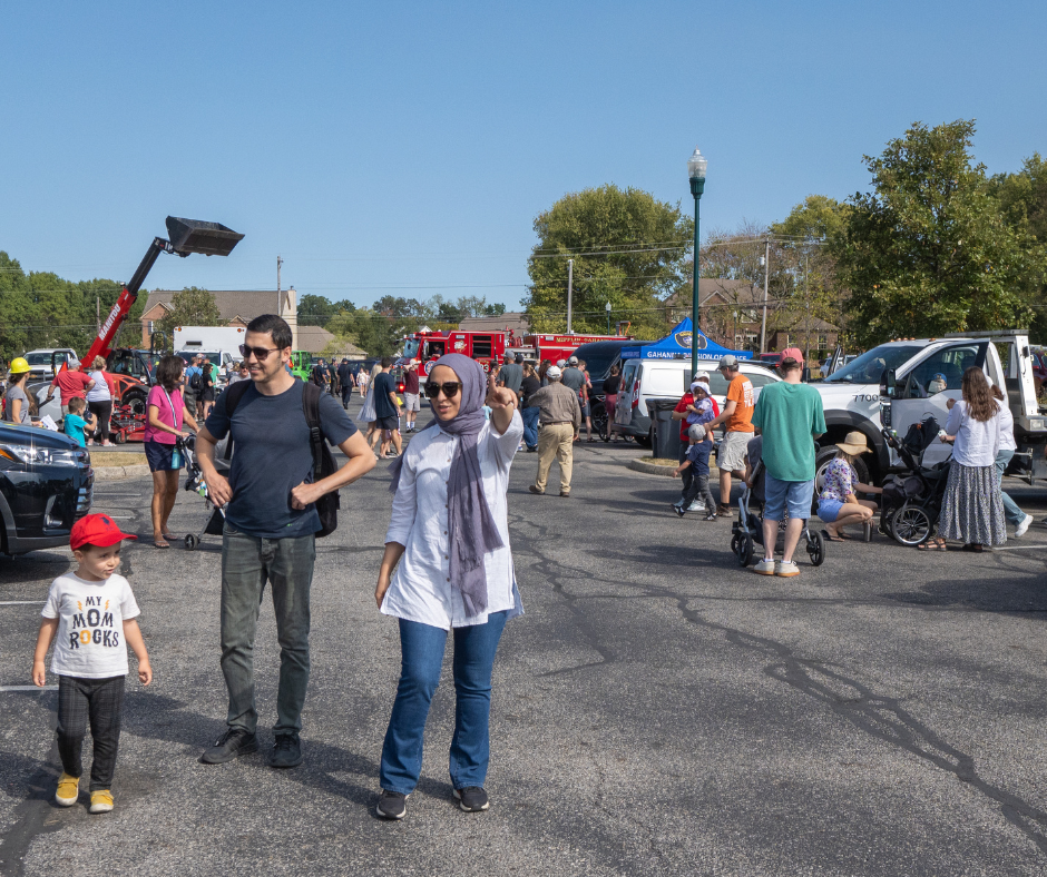 Photo of families at Gahanna's Touch a Truck event