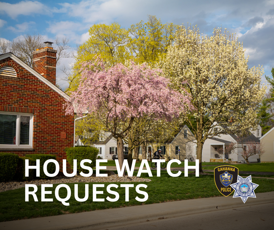 Photo of homes in a neighborhood with white text 